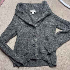 Decree Charcoal Gray Button-Front Shawl Collar Cardigan